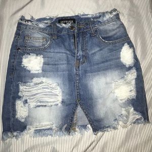 Distressed Fashion Nova Denim Skirt